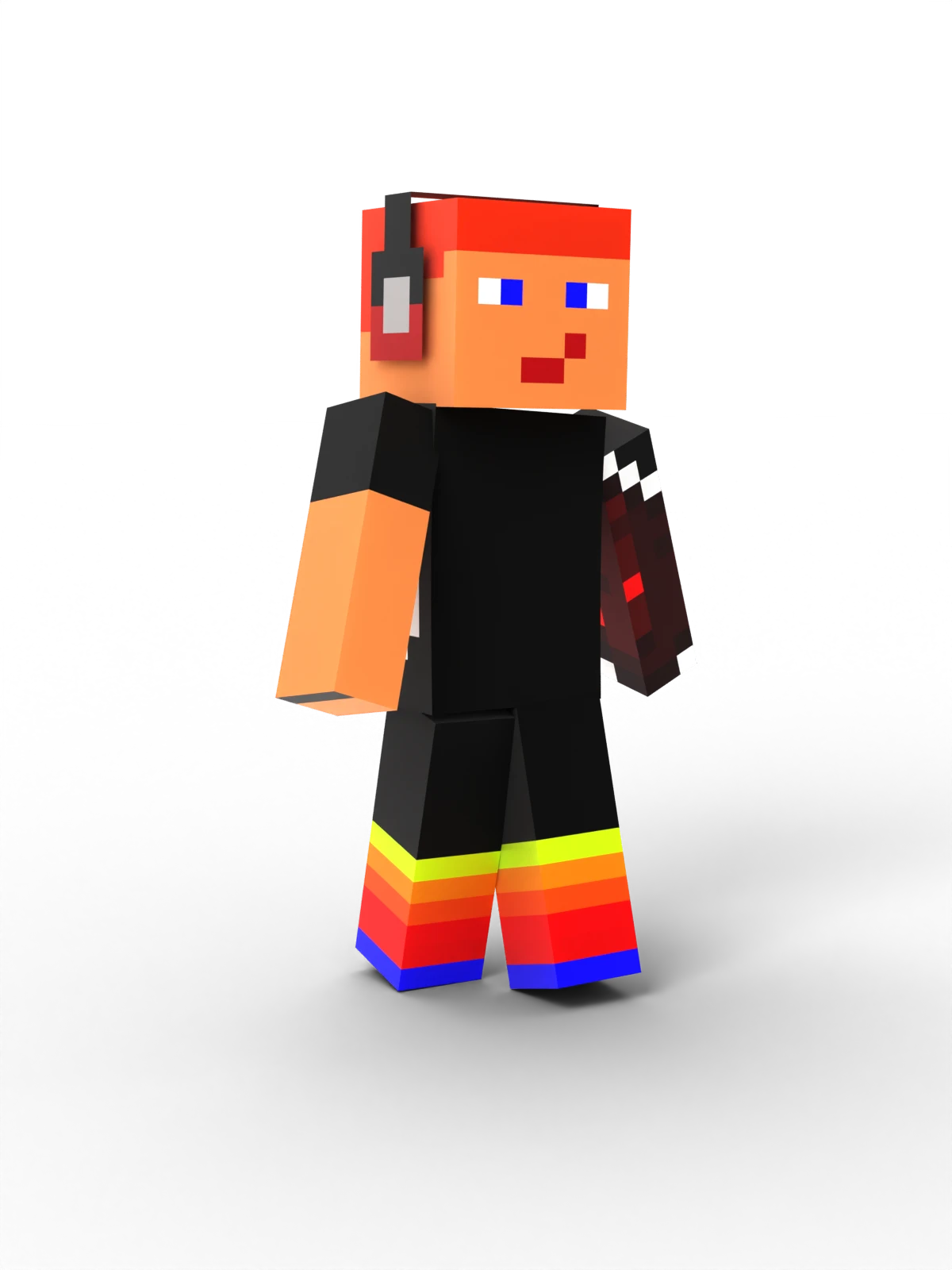 stylized, pixelated character that